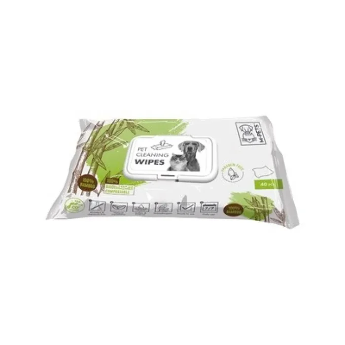 100% bamboo cleansing wipes M-Pets (x40) [Size 15×20 cm]