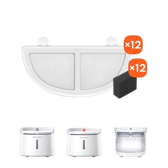 12 Filters + Sponges Bundle For Pet Fountain