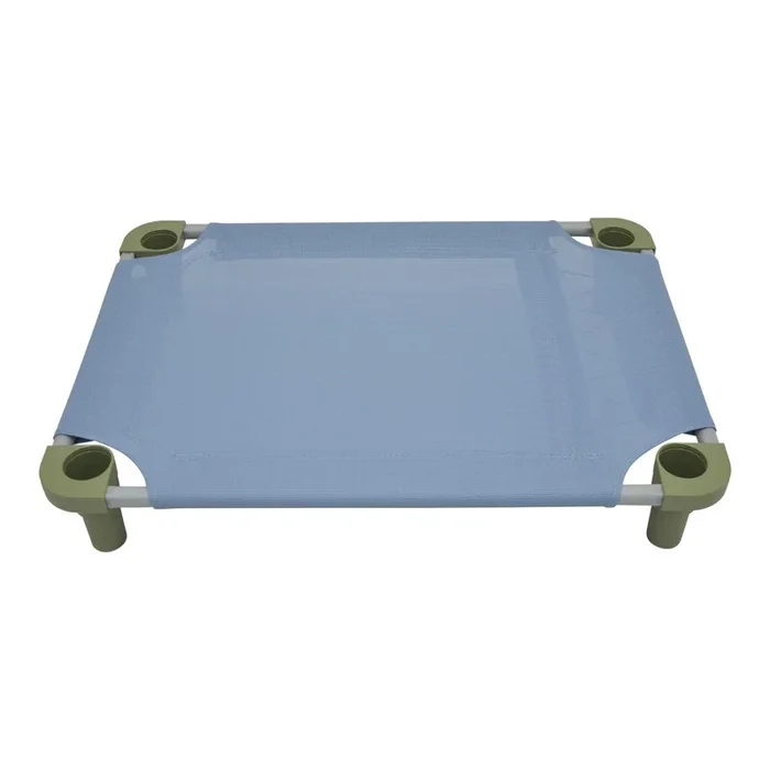 4Legs4Pets Solid Color Premium Weave Dog Cot – Sistine Blue with Sage Legs