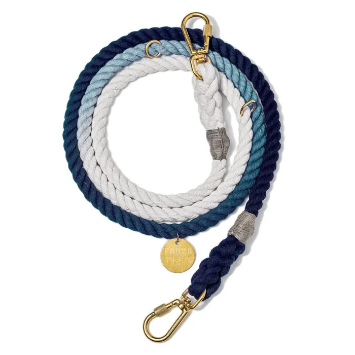 Adjustable Rope Dog Lead in Indigo Ombre (Made in the USA)