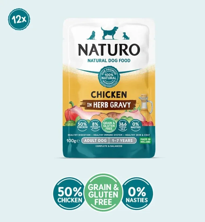 Adult Chicken in Herb Gravy – Grain & Gluten Free Dog Food | 100g Pouches x 12