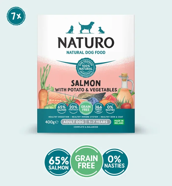 Adult Dog Salmon with Potato and Vegetables – Grain Free Dog Food | 400g Trays x 7
