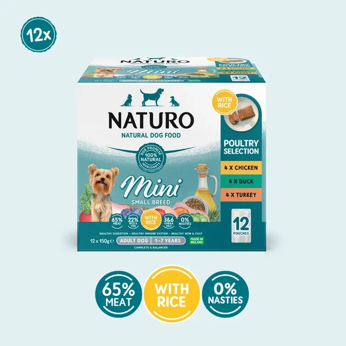 Adult Mini Dog Variety Pack with Rice – Wet Dog Food | 150g Pouches x 12