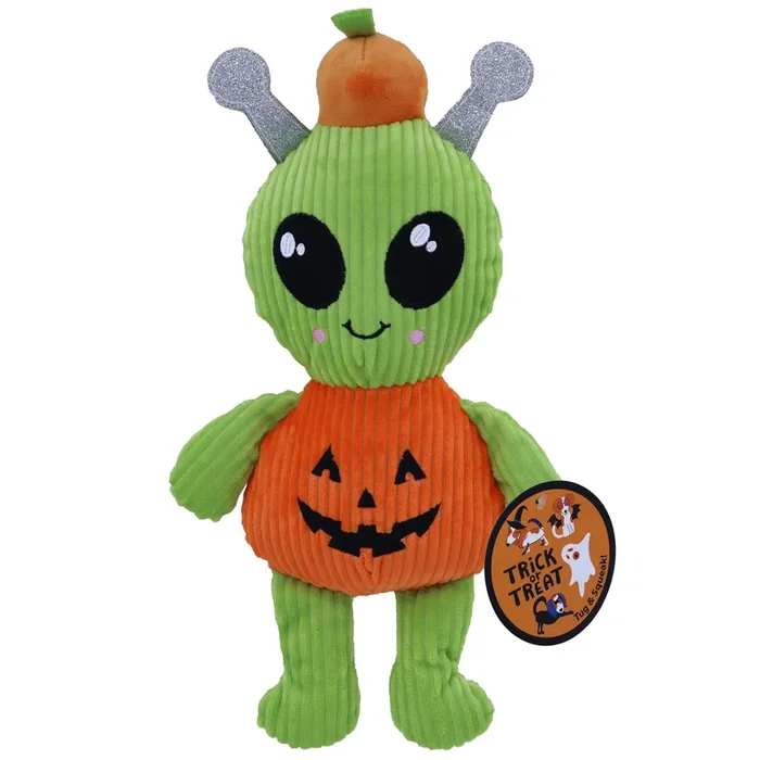 ALIEN IN PUMPKIN COSTUME DOG TOY