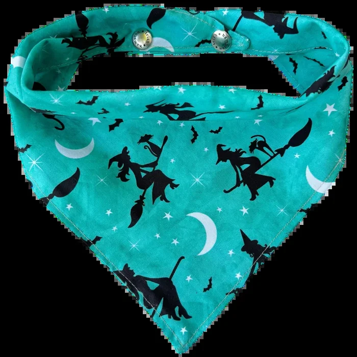 Aqua with Black Witches Dog Bandana – 1077