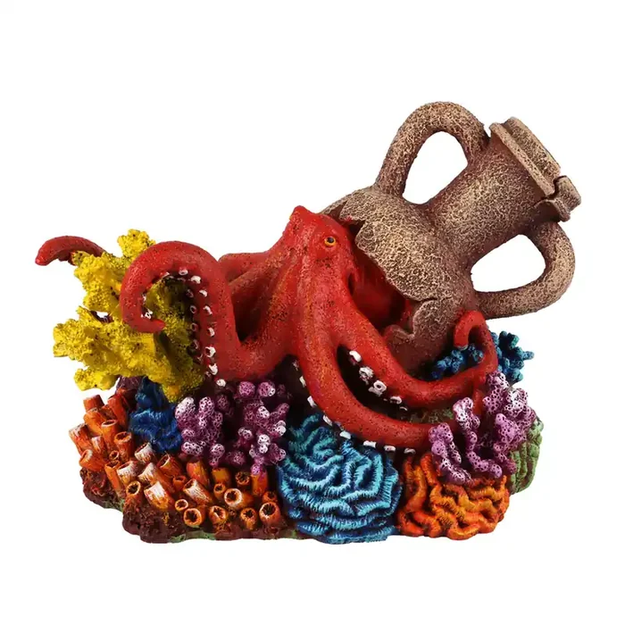 Aquarium decoration amphora with coral Aqua Della