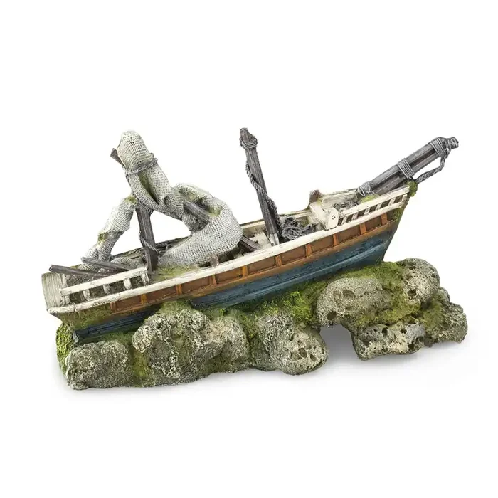 Aquarium decoration Aqua Della Boat [Size 36×13.5×18.5 cm]