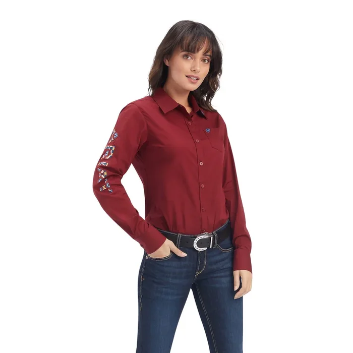 Ariat Womens Team Kirby Stretch Shirt, Rouge Red