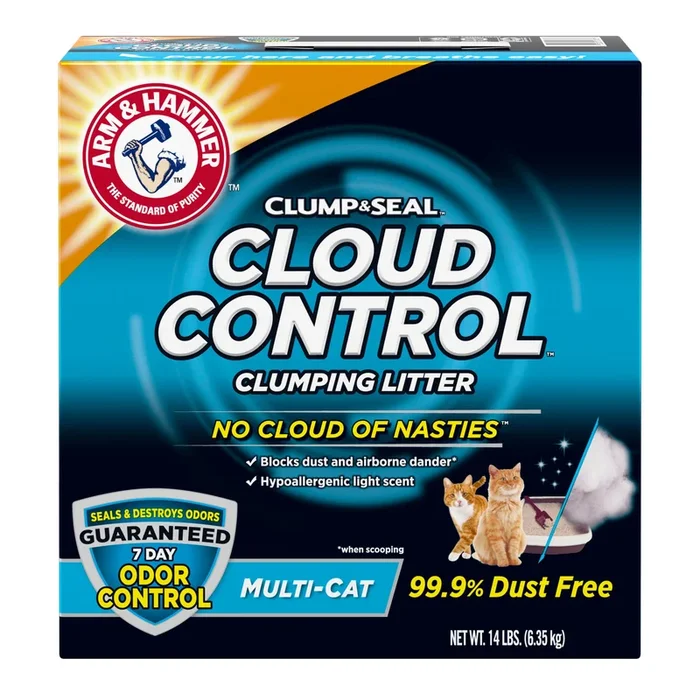 ARM & HAMMER Cloud Control Multi-Cat Clumping Cat Litter with Hypoallergenic Light Scent, 14 lb