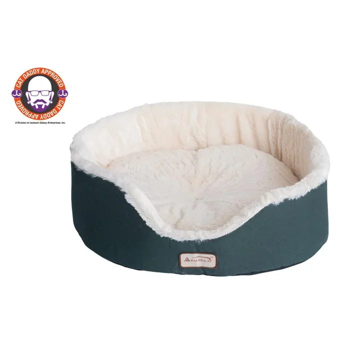 Armarkat Oval Pet Bed – Laurel Green and Ivory