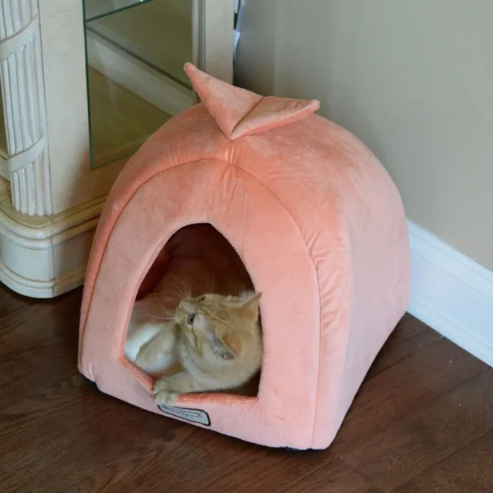 Armarkat Pet Bed Cave – Orange/Ivory