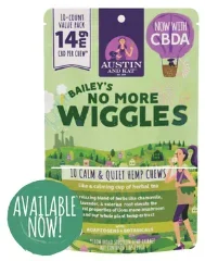 Austin & Kat “Bailey’s No More Wiggles” Herbal Calming Hemp Chews, 14 mg 10 pk.
