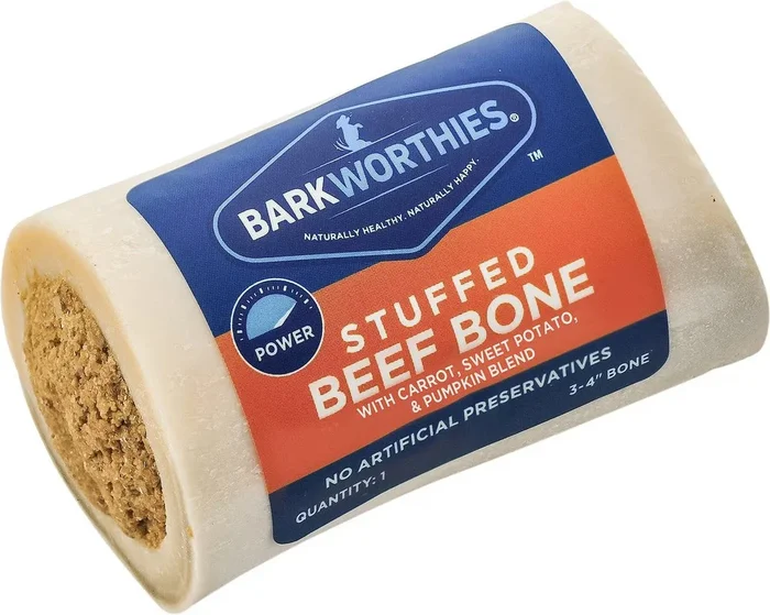 Barkworthies 3-4 inch Shin Bone Stuffed With /Pumpkin, Sweet Potato & Carrot
