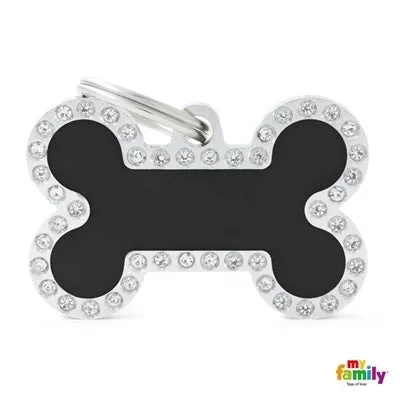 Black Glam Bone Dog Tag