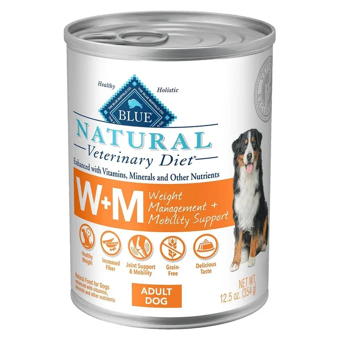 BLUE Natural Veterinary Diet W+M Weight Management + Mobility Support for Dogs – Canned