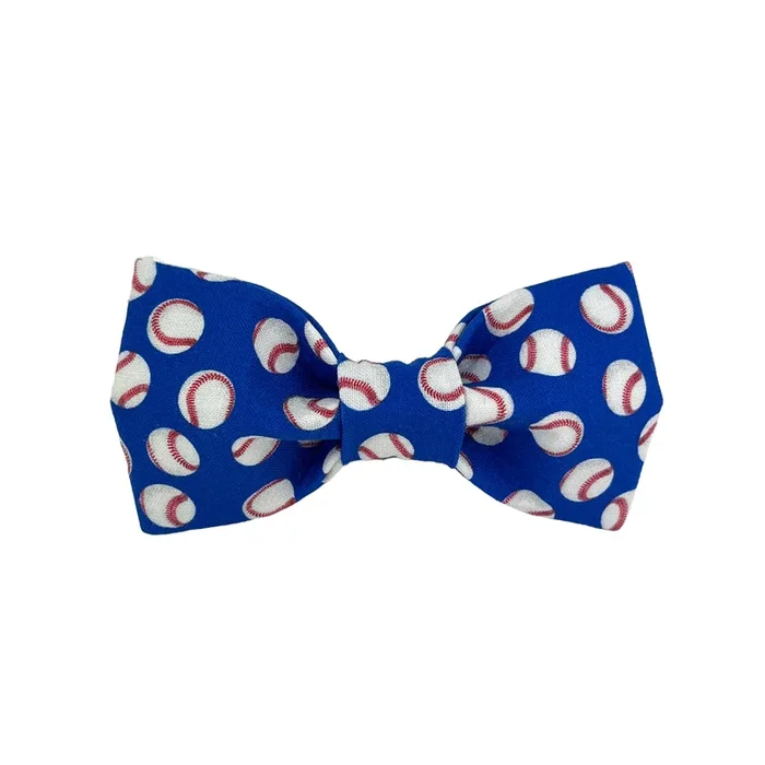 Blue/White Baseballs Dog Bow Tie – 1019