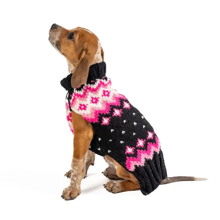 Chilly Dog Handmade Fairisle Wool Dog Sweater – Artic Pink