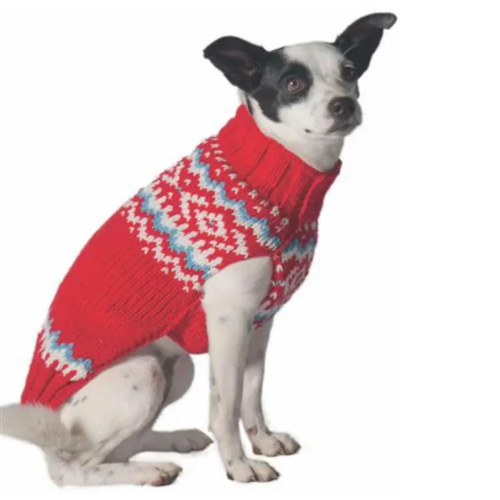 Chilly Dog Handmade Nordic Wool Dog Sweater – Red