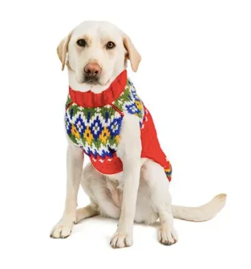 Chilly Dog Jolly Red FairIsle Wool Sweater