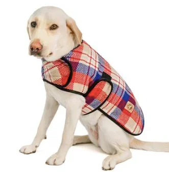Chilly Dog Red Field Plaid Blanket Coat