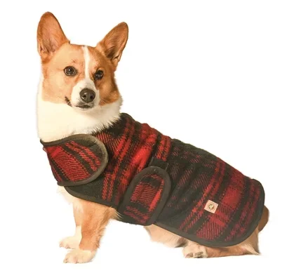 Chilly Dog Red Plaid Blanket Coat