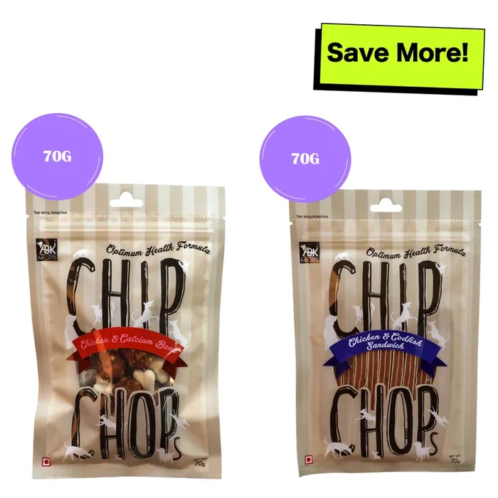 Chip Chops Chicken & Calcium and Chicken & Codfish Bone Dog Treats Combo