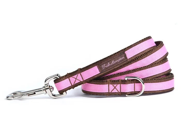 Chocolate/Hot Pink Stripe 6ft Dog Leash – 302