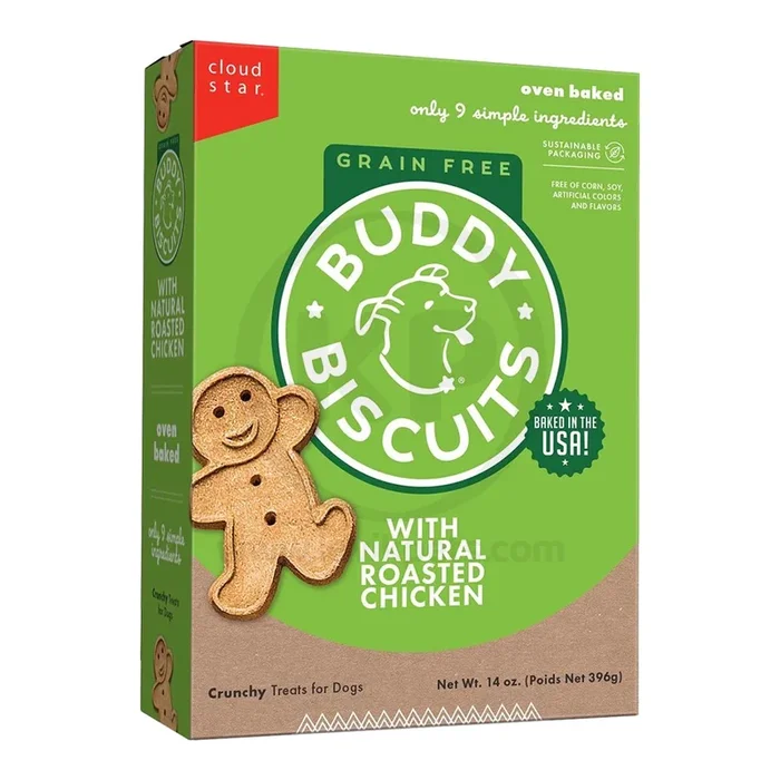 Cloud Star Buddy Biscuits Grain Free Crunchy Dog Treats Roasted Chicken 14-oz