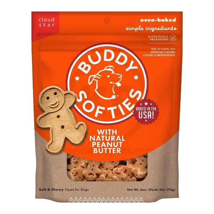 Cloud Star Buddy Biscuits Soft & Chewy Dog Treats Peanut Butter 6-oz