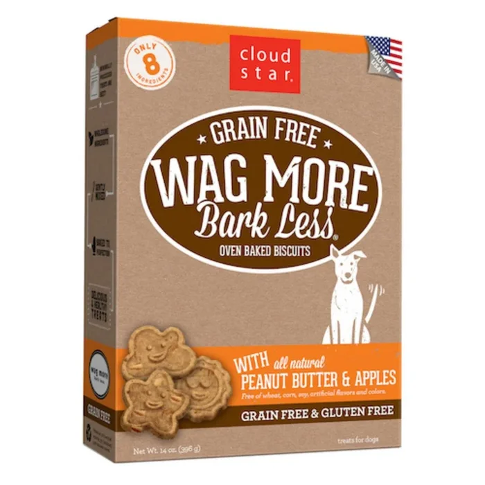 Cloud Star Wag More Bark Less Grain Free Baked Dog Treats – Peanut Butter and Apple