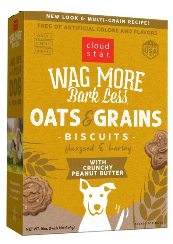 Cloud Star Wag More Bark Less Oats and Grains Biscuits, Crunchy Peanut Butter 16 oz