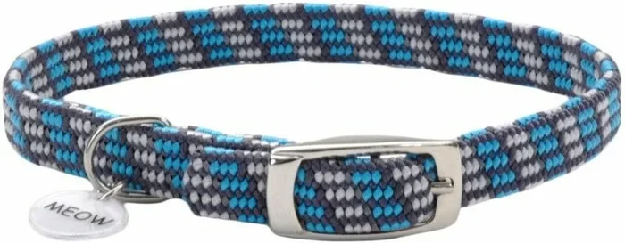 Coastal ElastaCat Stretch Two-Tone Reflective Cat Collar, Grey and Blue