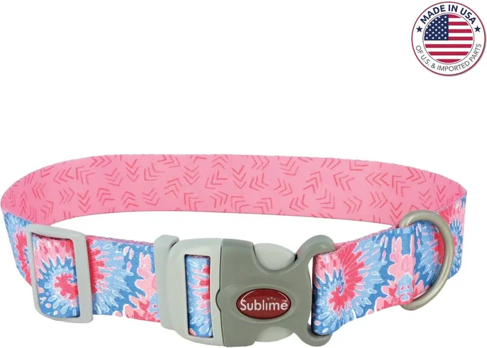 Coastal Sublime Adjustable Dog Collar – Pink Tie Dye with Pink Arrows