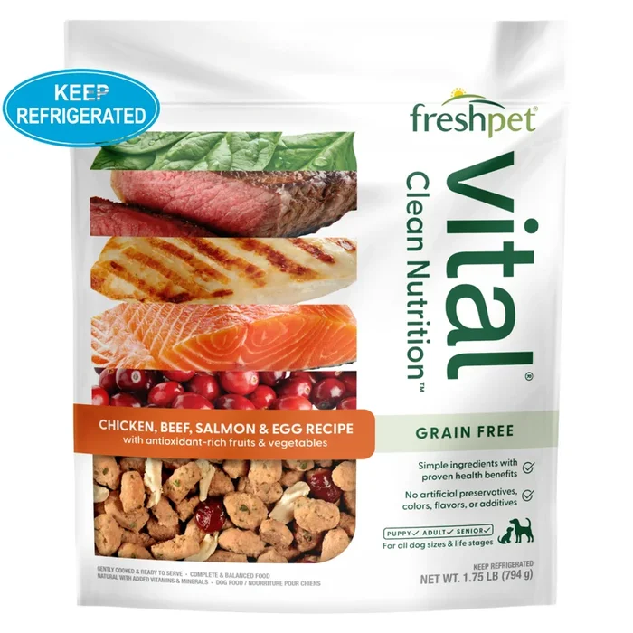 Cooked Dog Food – VITAL – Grain Free Chicken, Beef, Salmon & Egg Recipe with Antioxidant-Rich Fruits & Vegetables