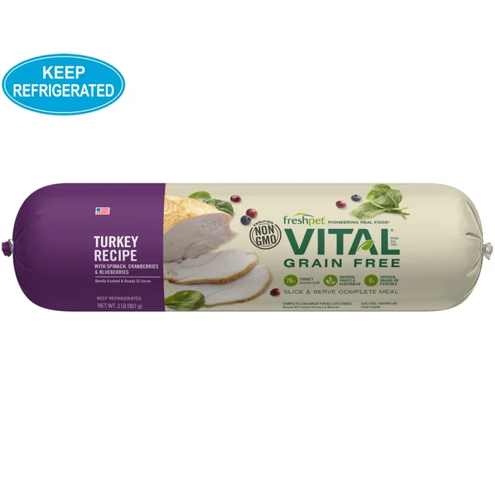 Cooked Dog Food – VITAL – Grain Free Turkey Recipe – 2 lb roll