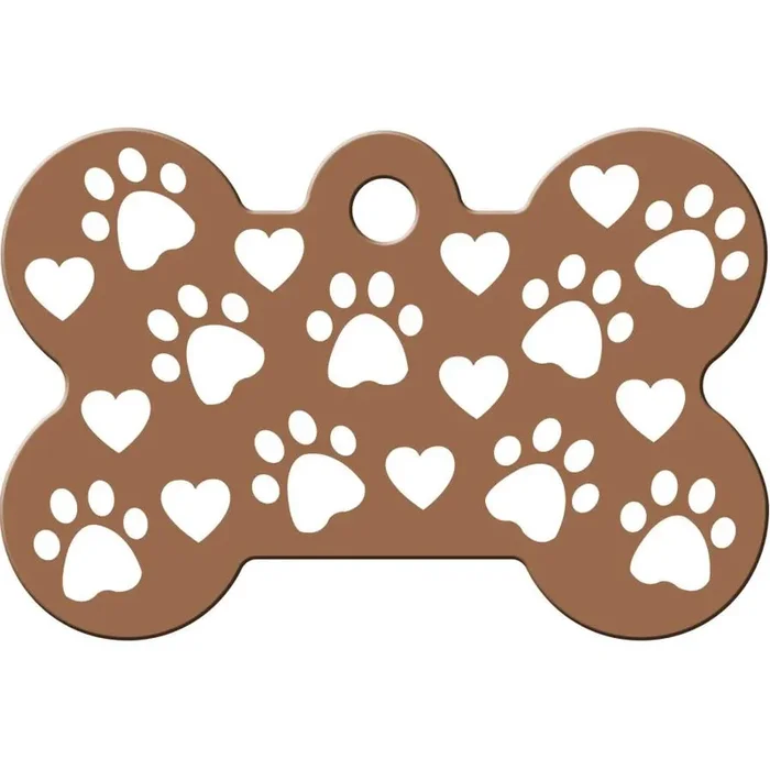 Copper Etched Bone Small Engravable Pet I.D. Tag – Paws and Hearts