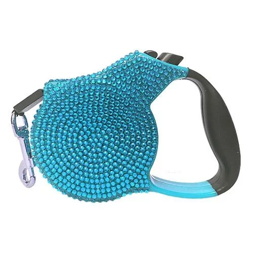 Crystal Retractable Dog Leash – Blue
