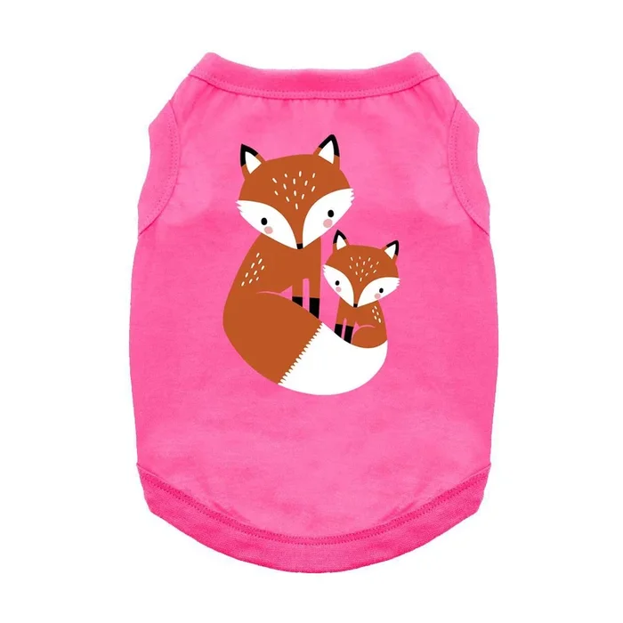 Cuddling Foxes Dog Shirt – Bright Pink