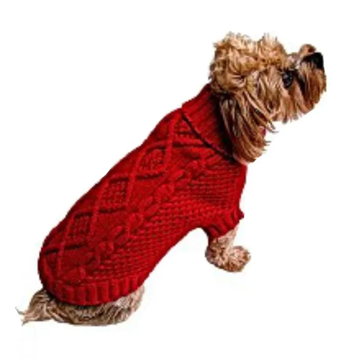 Dallas Dogs Irish Knit Dog Sweater – Red