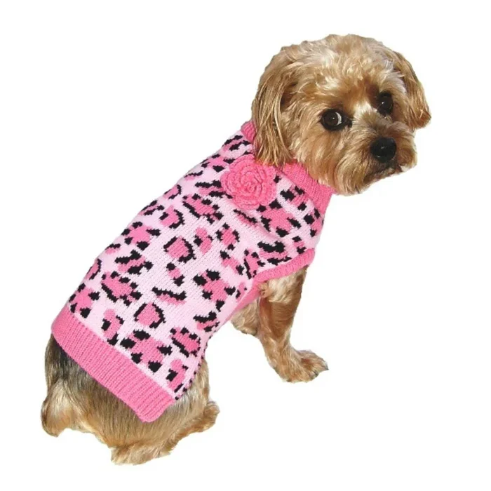 Dallas Dogs Lovin’ Leopard Dog Sweater – Pink