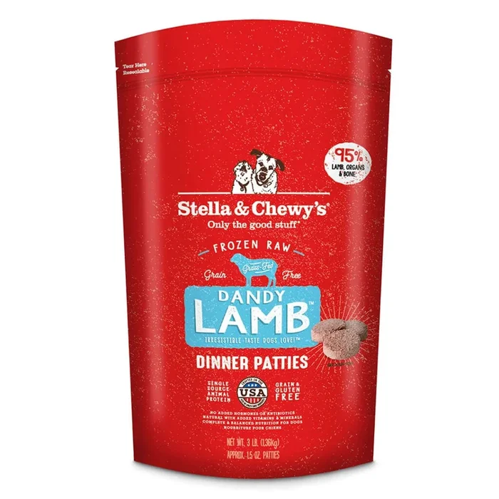 Dandy Lamb Frozen Dinner Patties Raw Dog Food from Stella and Chewy’s