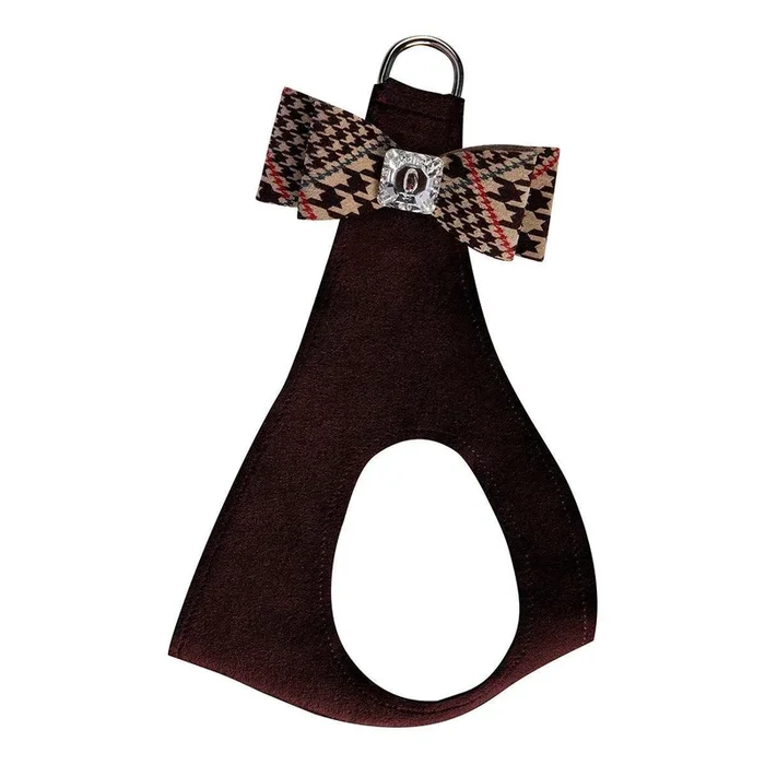 Dark Brown & Chocolate Glen Houndstooth Big Bow Step In Harness