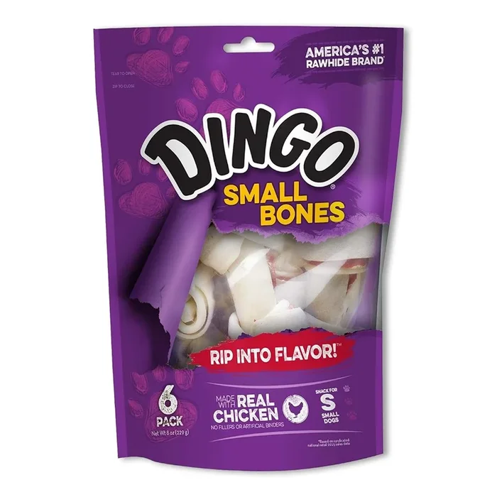 Dingo Rawhide Chicken Bones Small 6 Count 8-oz