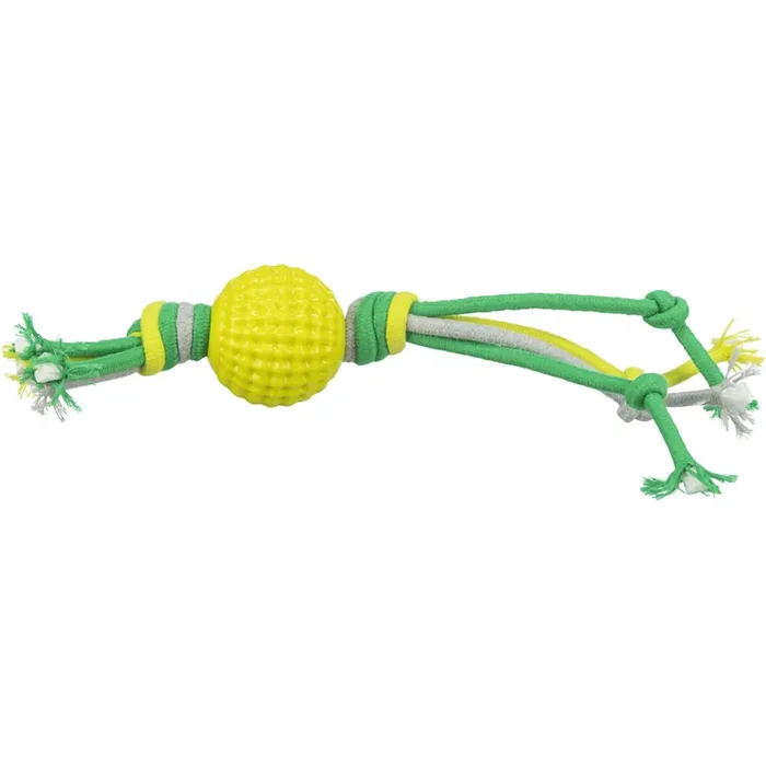 Dog ball with rope, in tpr/polyester Trixie