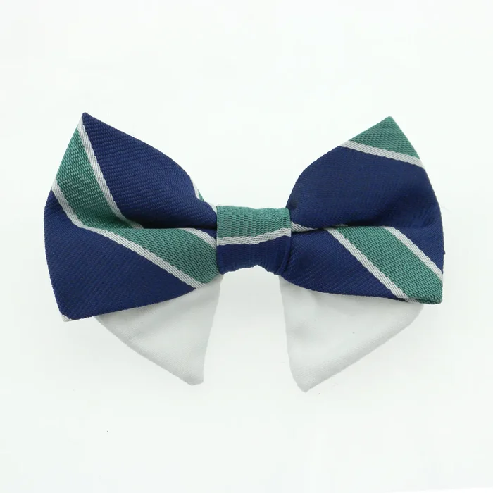 Dog Bow Tie Collar Attachment by Doggie Design – Navy Blue and Green Stripe