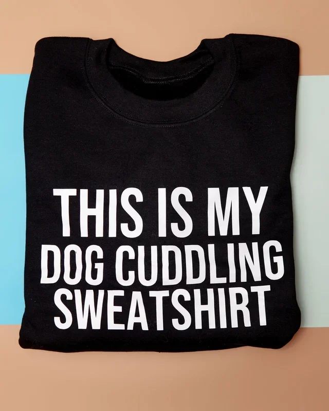 Dog Cuddling Crewneck Sweatshirt in Black (FINAL SALE)