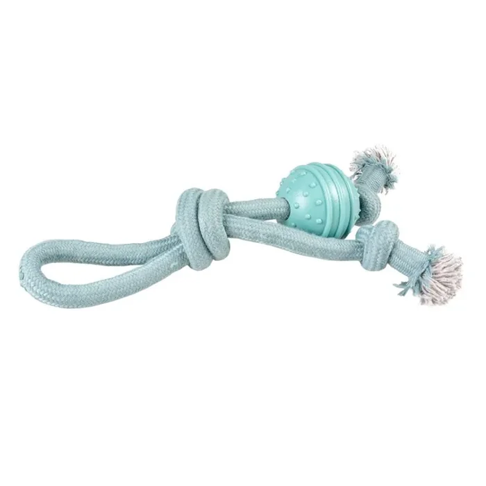 Dog rope loop with knot and rubber ball Duvoplus [Size 8x8x39 cm]