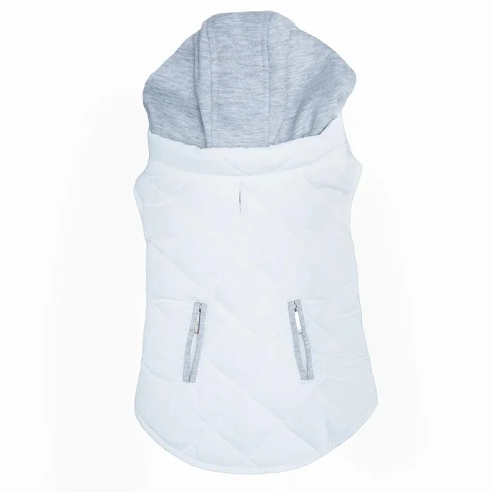 Doggie Design Weekender Quilted Hoodie Dog Jacket – White