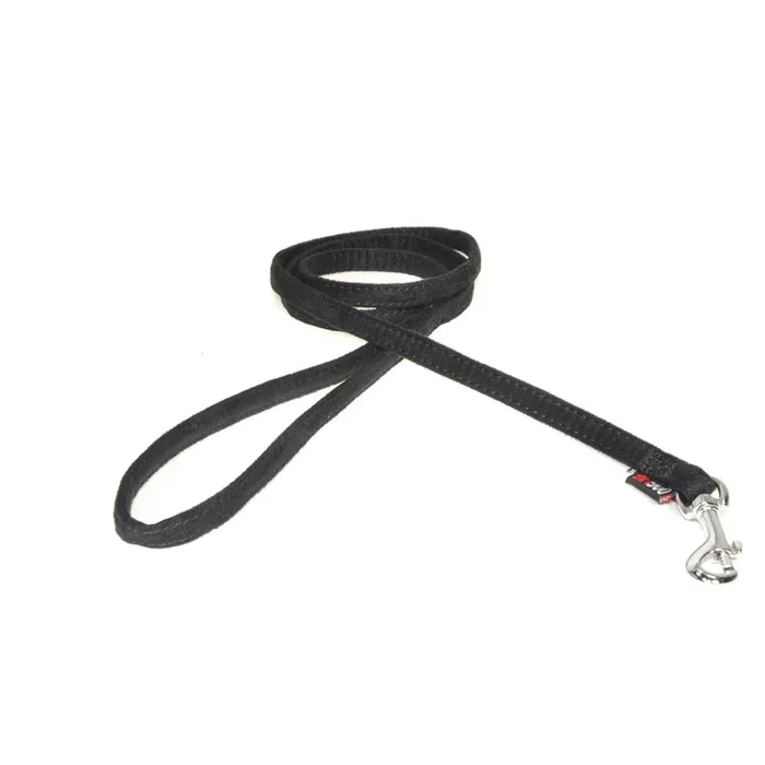 Dogline Flat Microfiber Dog Leash – Black