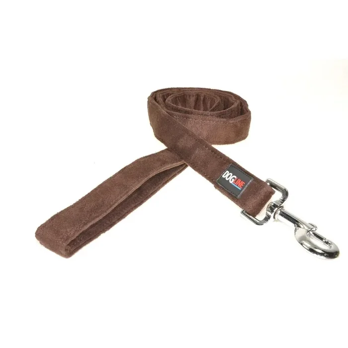 Dogline Flat Microfiber Dog Leash – Brown